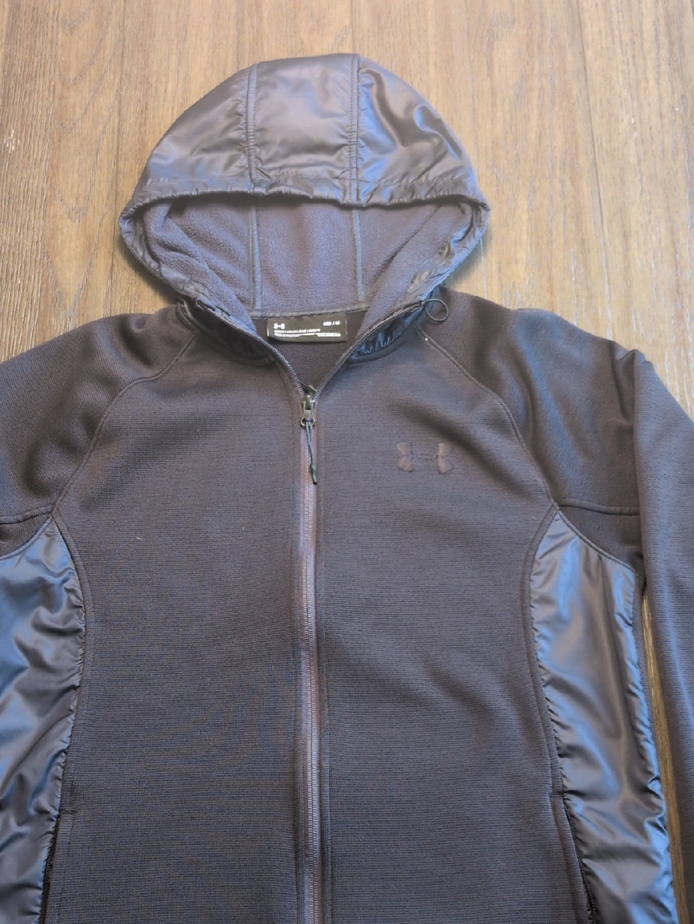 Under Armour Men's Black Full-Zip Hooded Lightweight Jacket Cold Gear